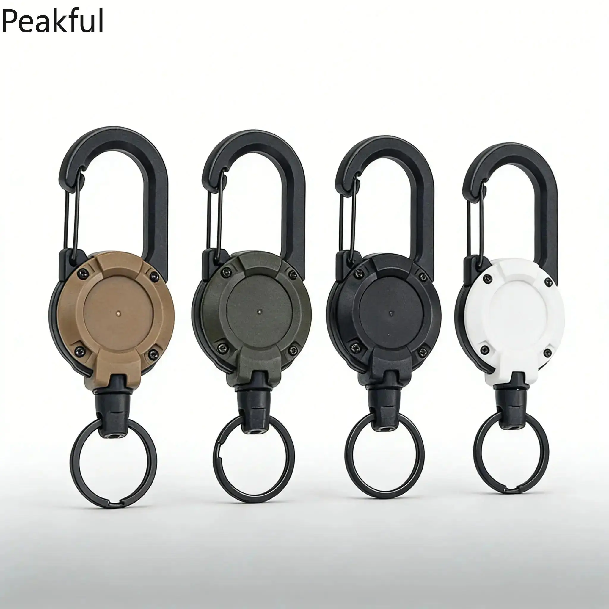 2/4-Pack Heavy Duty Retractable Keychain Reel, Steel Cable Badge Holder with 24" Auto-Retract & Carabiner Clip, Durable ID Key Ring for Outdoor, Work & Travel Essentials