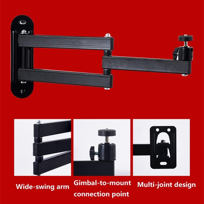 360° Adjustable Projector Wall Mount Folding Extendable Stand, TV Vcr Home Theater Bracket, Durable Iron Structure, Easy Installation