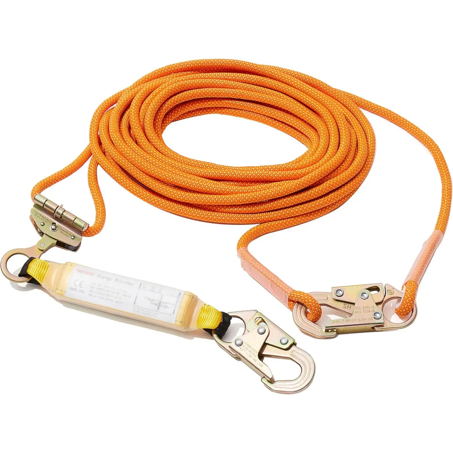 Fall Protection Safety Rope 150FT Roofing Harness Safety Lanyard| Tree Climbing Line Kit with Grab Snap Shock Duty Roof Safety Equipment ANSI CE