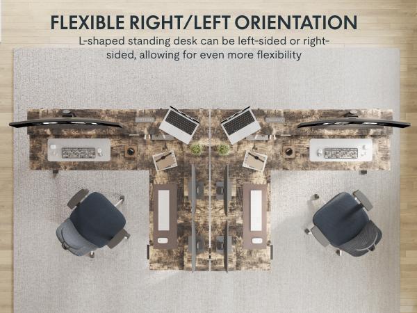 FLEXISPOT L-Shaped Electric Standing Desk with 4 Drawers & USB Charger Adjustable Height  for Home Office Gaming Height Adjustable Home Office Corner Desk with Monitor Shelf