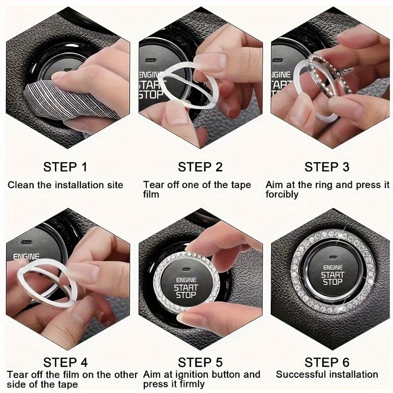 3pcs of Car One-Button Start Decorative Ring, Interior Decoration for Cars, Car Decorations