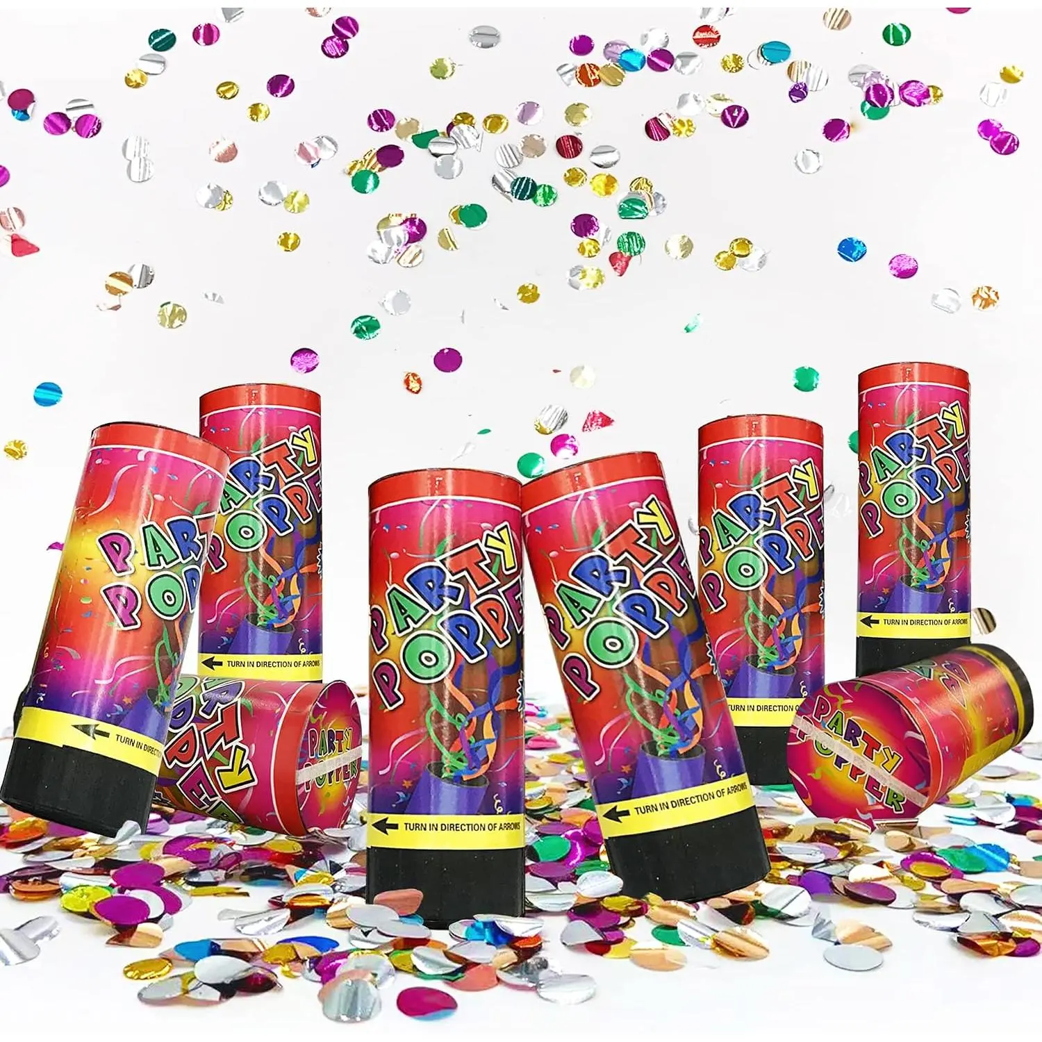 8 PCS Confetti Poppers Cannons for Wedding Birthday Graduation Baby Shower Fun Supplies Decorations and Favors