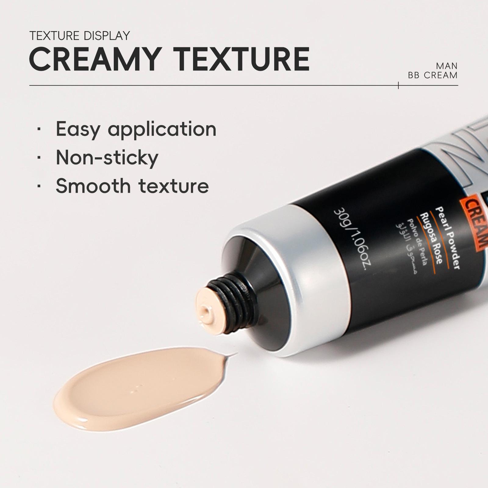 Men's Lightweight Natural Bb Cream 30g, Moisturizing Concealer, Invisible Pores, Breathable, Long-Lasting, Non-Greasy, Essential for Daily Use，Ultra-light texture feels weightless, leaving a natural, Matte Makeup Finish that never looks artificial.