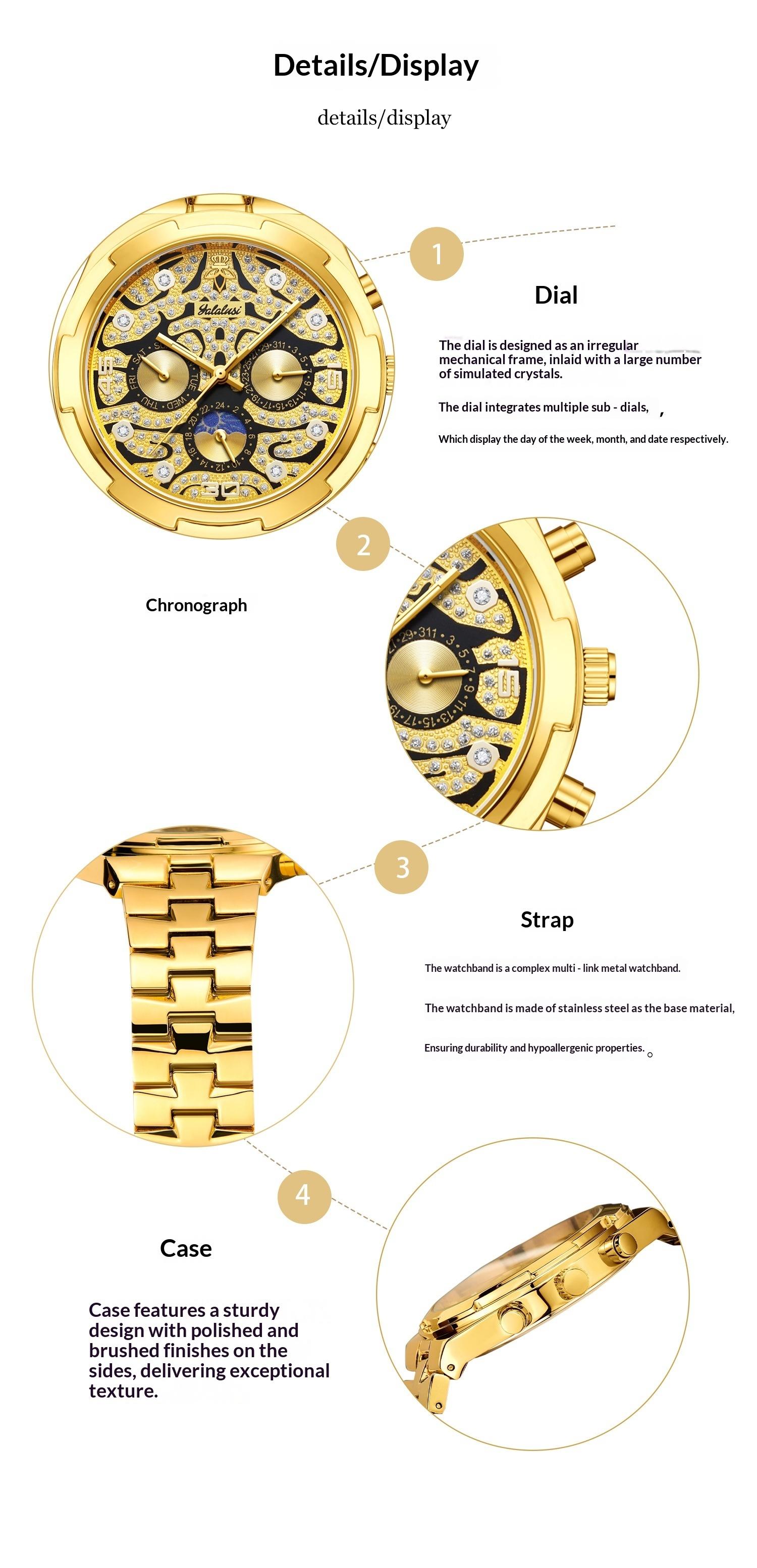 Luxury Fashion Couple Watch Set, Stainless Steel Band, Business Style His & Hers Watches, Waterproof Luminous Analog Wristwatch