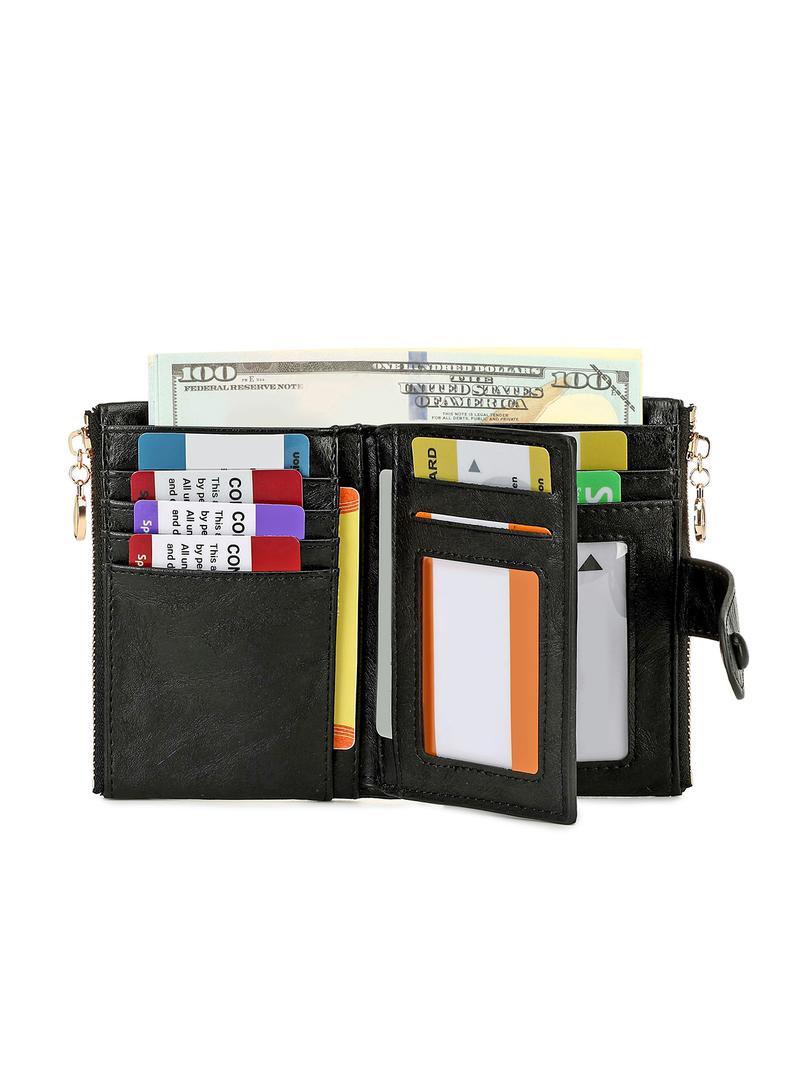 Women's RFID Blocking Wallet with Dual Zippers, Large Capacity Card Slots, Coin Pouch, Cash Clip, ID Window, Casual Fashion Accessory，Christmas gifts, Valentine's Day gifts, ideal presents