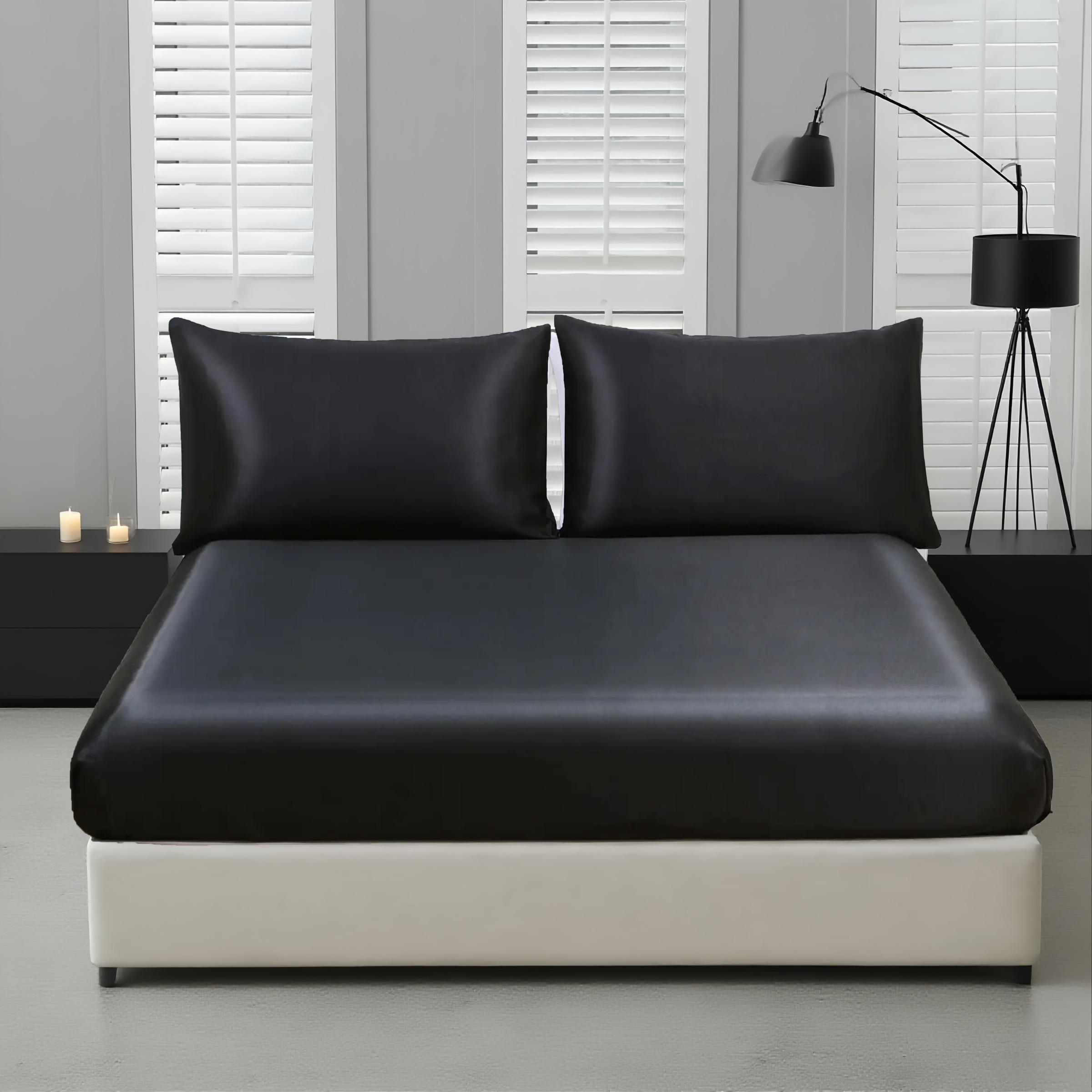 Silky Polyester Satin Bedding Set, Satin Bed Sheets, Soft Breathable Fabric, Perfect for Home Bedroom Dormitory Hotel Use, Valentine's Day New Year Gift Idea