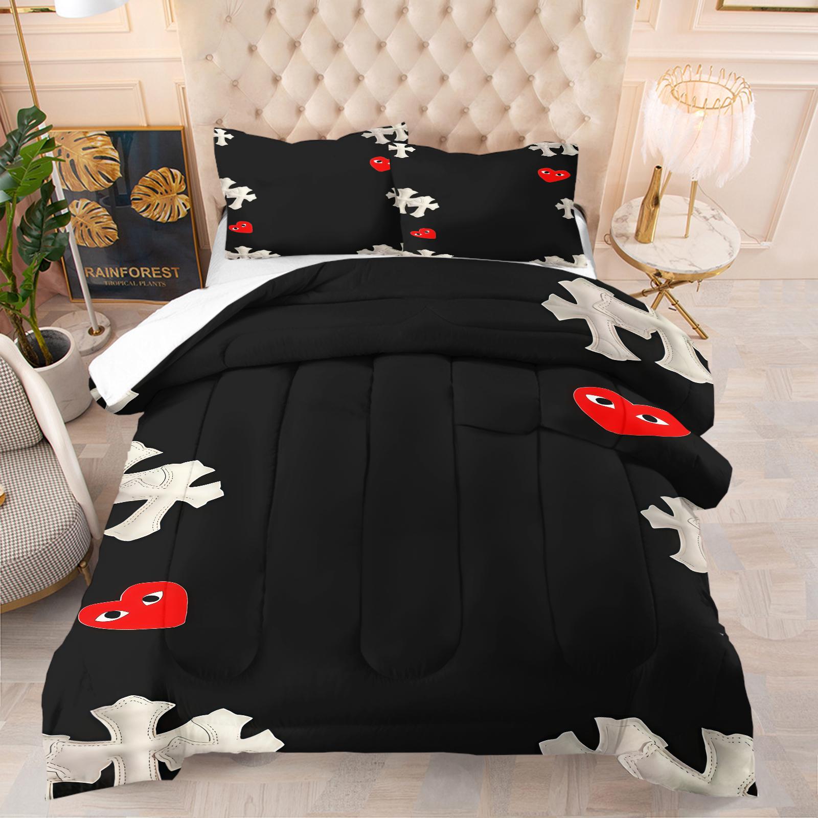 Gothic Cross Pattern Comforter Set, Soft And Durable Bedding Set, Including 1 Comforter And 1 Or 2 Pillowcases, Suitable For Daily Holiday Birthday Gifts And Bedroom Decorations For Children And Adults