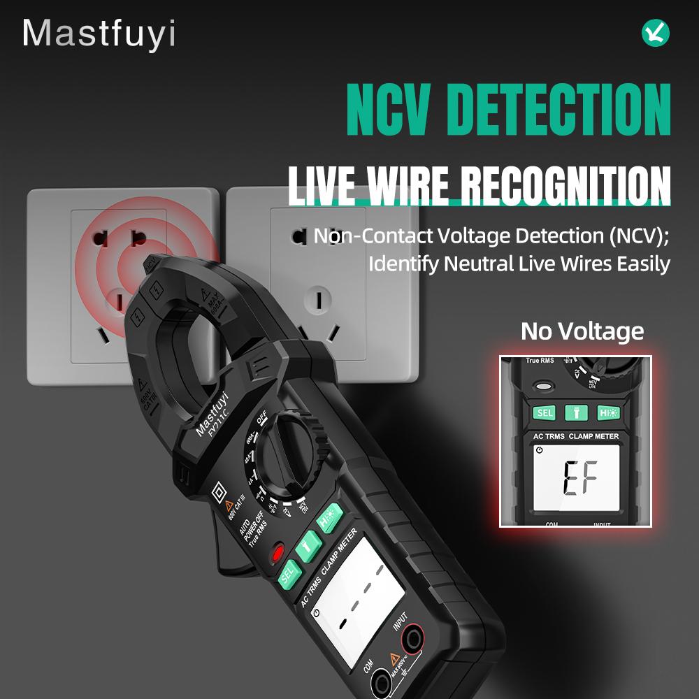 Automatic Range Clamp Multimeter Ac Dc Trms 4000 Counts, Resistance Capacitance Diode Test Ncv Contactless Voltage Detection Backlit Display Digital Multimeter
