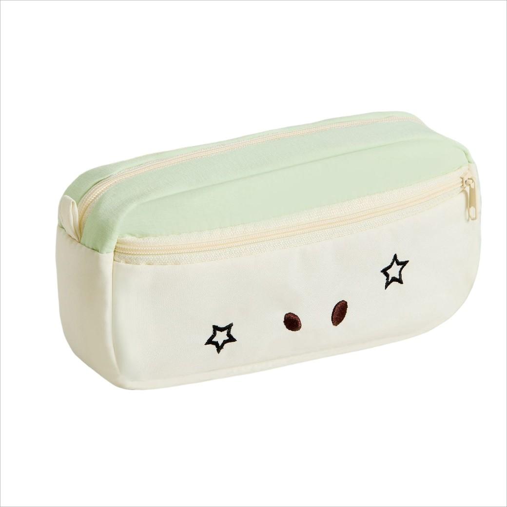 Apple Cat Embroidery Pen Bag, High-Quality Student Stationery Box with Excellent Appearance, Simple and Large Capacity Pencil Box