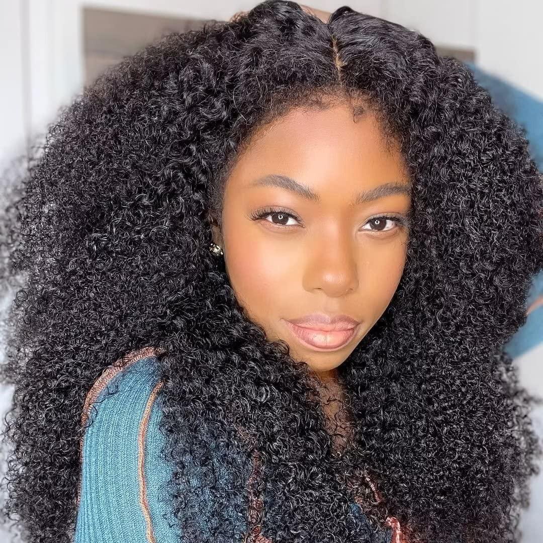 [Hot] Reddish Brown Kinky Curly Invisi Strap Snug Fit 360 Transparent Lace Frontal Bleached Knots Pre Cut Lace Wig With Drawstring SpringStatements