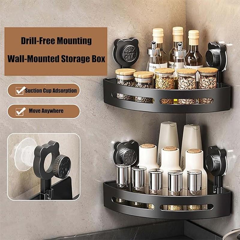 3pcs Corner Shower Storage Rack Set, Wall Mounted Bathroom & Kitchen Organizer, Non Perforated, Detachable Shelves, Drain Holes Included, Shower Organizers