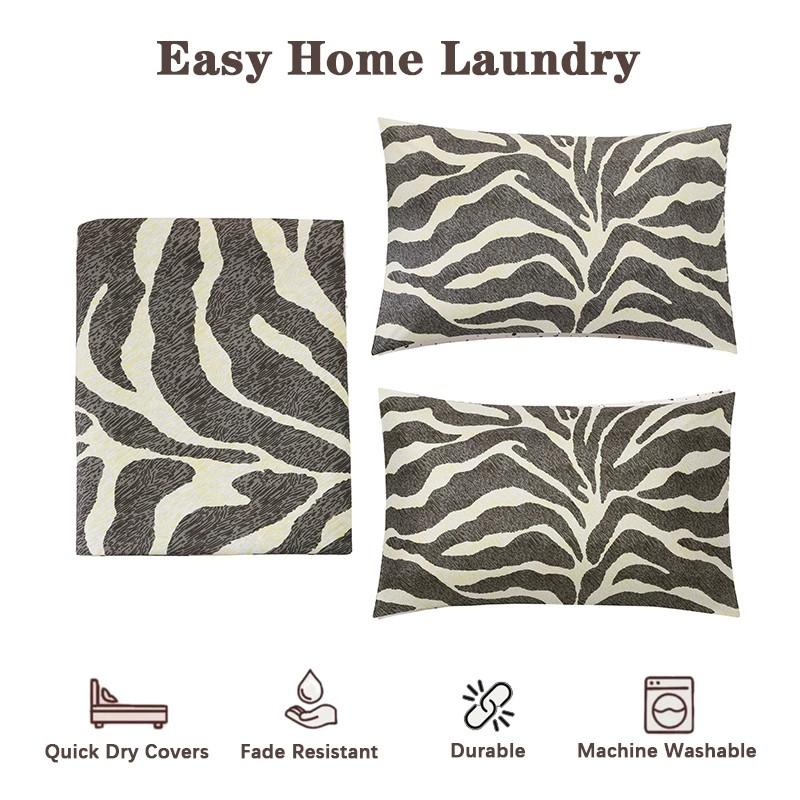 3-Piece Zebra Leopard Print Bedding Set, Reversible Design, Includes 1 Duvet Cover  + 2 Pillowcases, No Insert Soft Comfortable Fabric, Spring Bedroom Decor