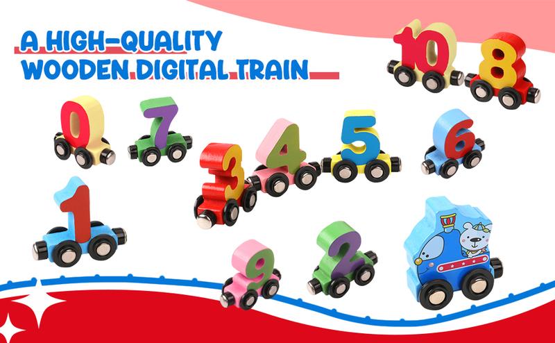 EDUTREE Montessori Wooden Digital Magnetic Train Set for Kids - Educational Toys with Number Counting Blocks & Mathlink Cubes - Ideal for Preschool Learning & Gift for Boys Girls