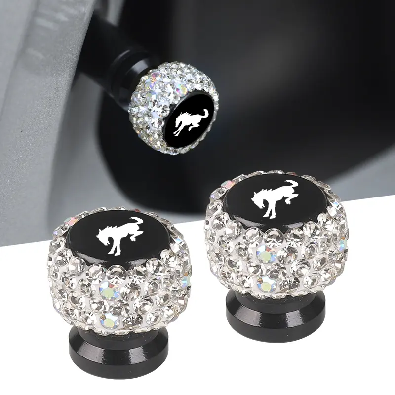 4pcs Ford Bronco Diamond Tire Valve Caps, Tyre Caps, Shiny Crystal Decorative Universal Metal Valve Covers, Latest Style Car Accessories, Car Parts