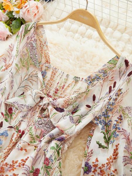 Elegant Floral Print Dress for Women, French Style Fashionable Ladies' Clothing, New Arrival European Inspired Design Casual Wear