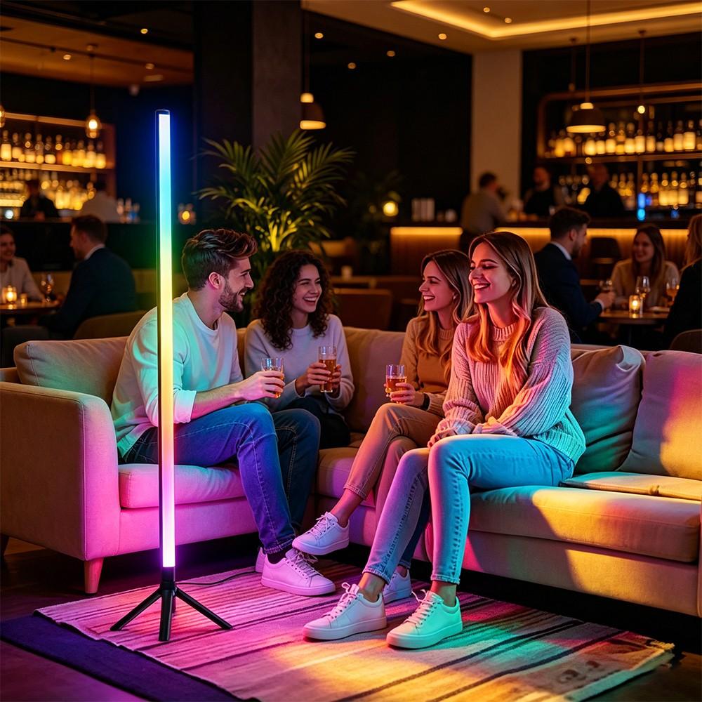 39.37 Inch Floor Standing Ambient Light, Rgbw LED Strip, Button Control, Music Sync, Multi-Color Scenes, USB Powered, Ideal for Bar, Bedroom, Party Decor