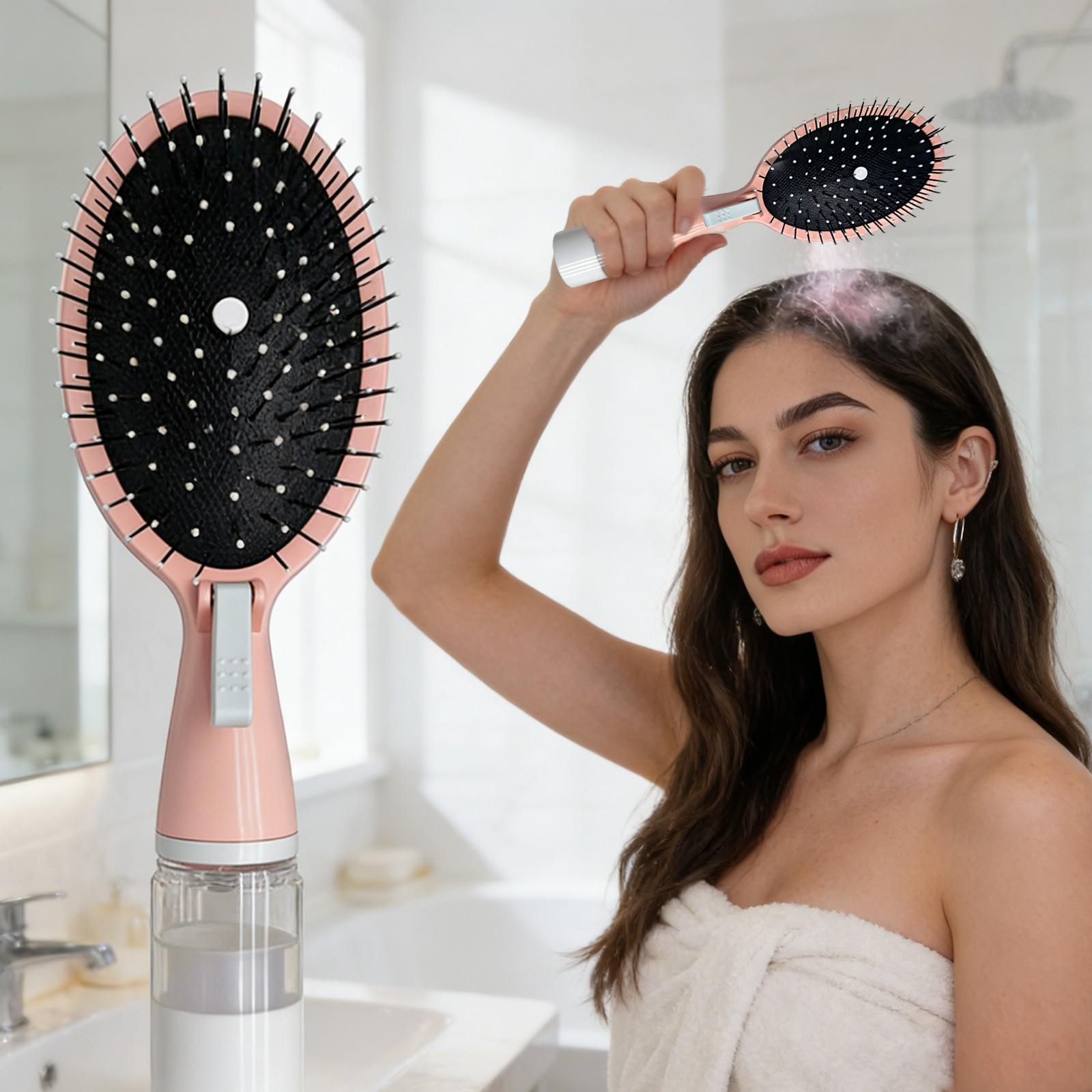 Two-In-One Spray Cushion Comb with Mist Function, Anti-Static Detangling Brush, Dry Wet Use Scalp Massager, Professional Hair Styling Tool, Anti Static Hairbrush, Anti Tangle Brush