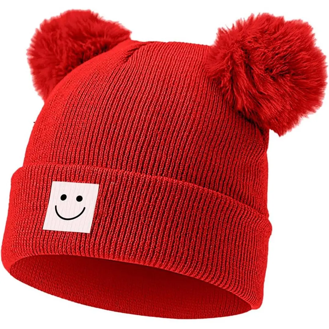 Baby Beanie Hat Toddler Infant Winter Knitted Hat Kids Soft Warm Pom Pom Beanie Cap  Boys Girls