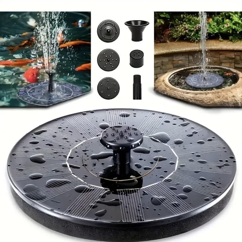 Solar Fountain Pump 18cm/7.1inch, 6 Nozzles, Ideal for Bird Bath, Pond, Garden, Pool, Fish Tank, Outdoor Aquarium