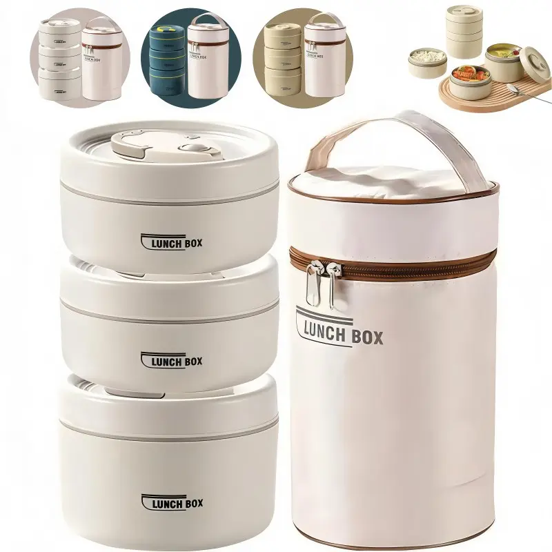 Portable Stainless Steel Insulated Lunch Box, Lid Separated Soup Bowl, Simple Bento Box, Durable Bento Box, Microwave Safe, Sealed Meal Container for Office Workers