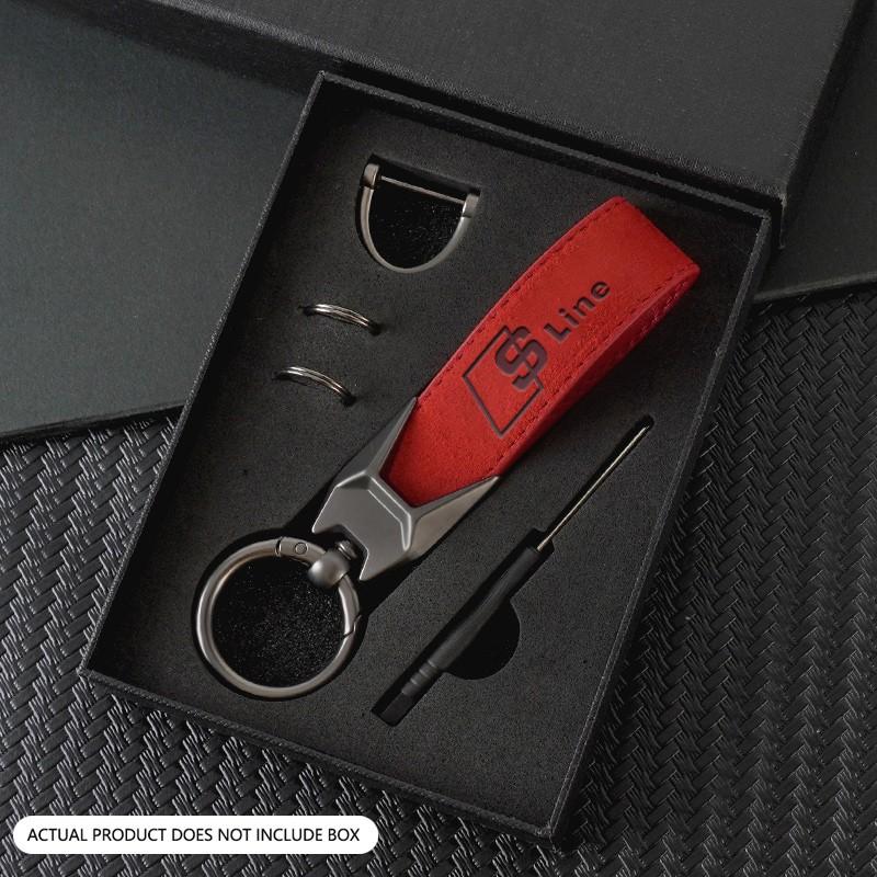 Suede Leather Motorcycle Emblem Keychain, Auto Logo Keyring for Audi Sline A1-A8l & Tt Models, Perfect Gift for Friends