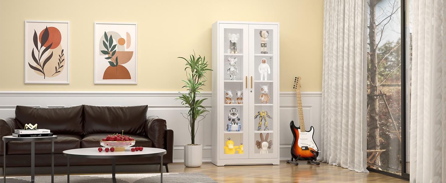 71-inch steel-framed glass display cabinet with lock and 5 adjustable shelves for collectibles, books, and wine. Freestanding cabinet Freestanding cabinet Kitchen furniture Freestanding Cupboard storage cabinets 71-inch steel-framed glass display cabinet with lock and 5 adjustable shelves for collectibles, books, and wine. Freestanding cabinet Freestanding cabinet Kitchen furniture Freestanding Cupboard storage cabinets