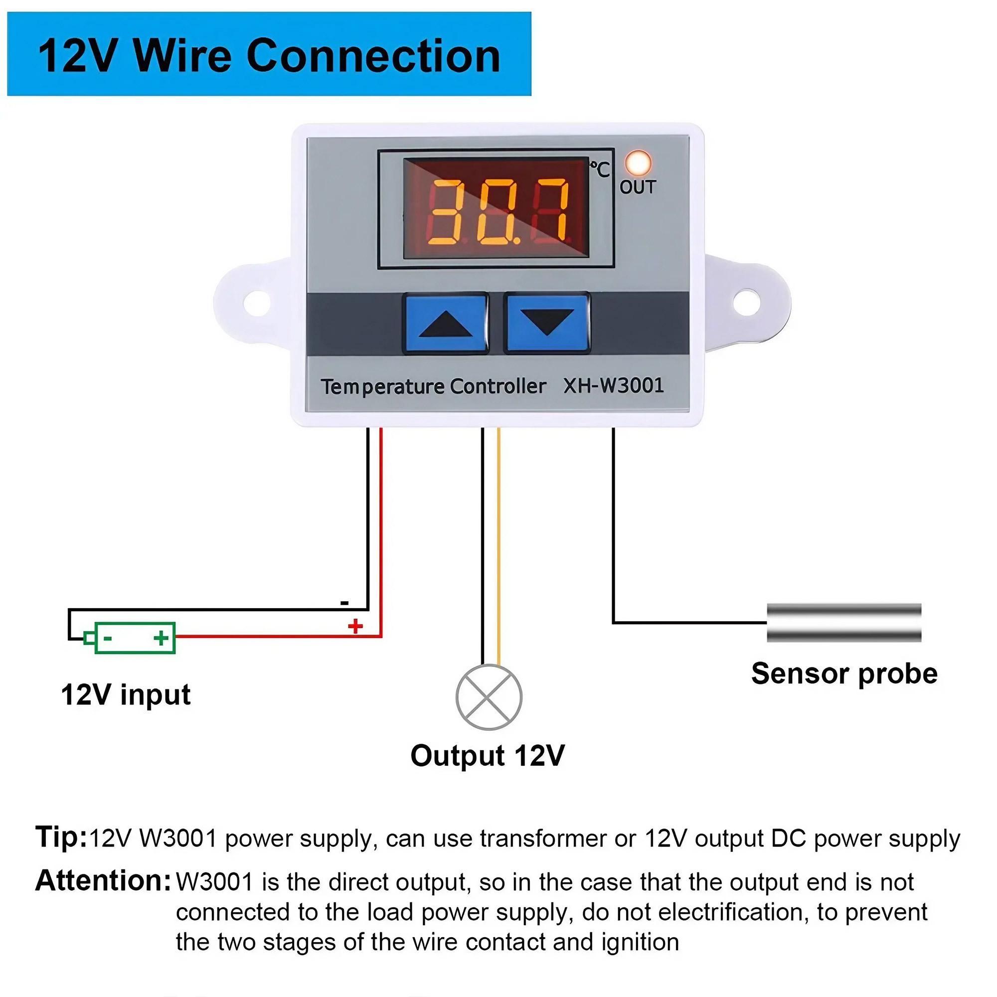 Programmable Multi-Stage Thermostat Switch with LCD Display, Commercial-Grade Temperature Controller for Cooling Heating Systems, Wide Voltage AC12-240V, Indoor Temperature Monitor, Aquarium, Lab & Industrial Use