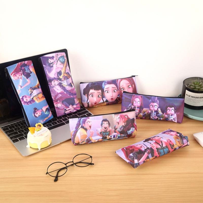 Kpop Hunter Girl Group Pencil Case, Cute Student Large Capacity Stationery Bag, PU Single Layer Storage Bag, School Supplies Organizer