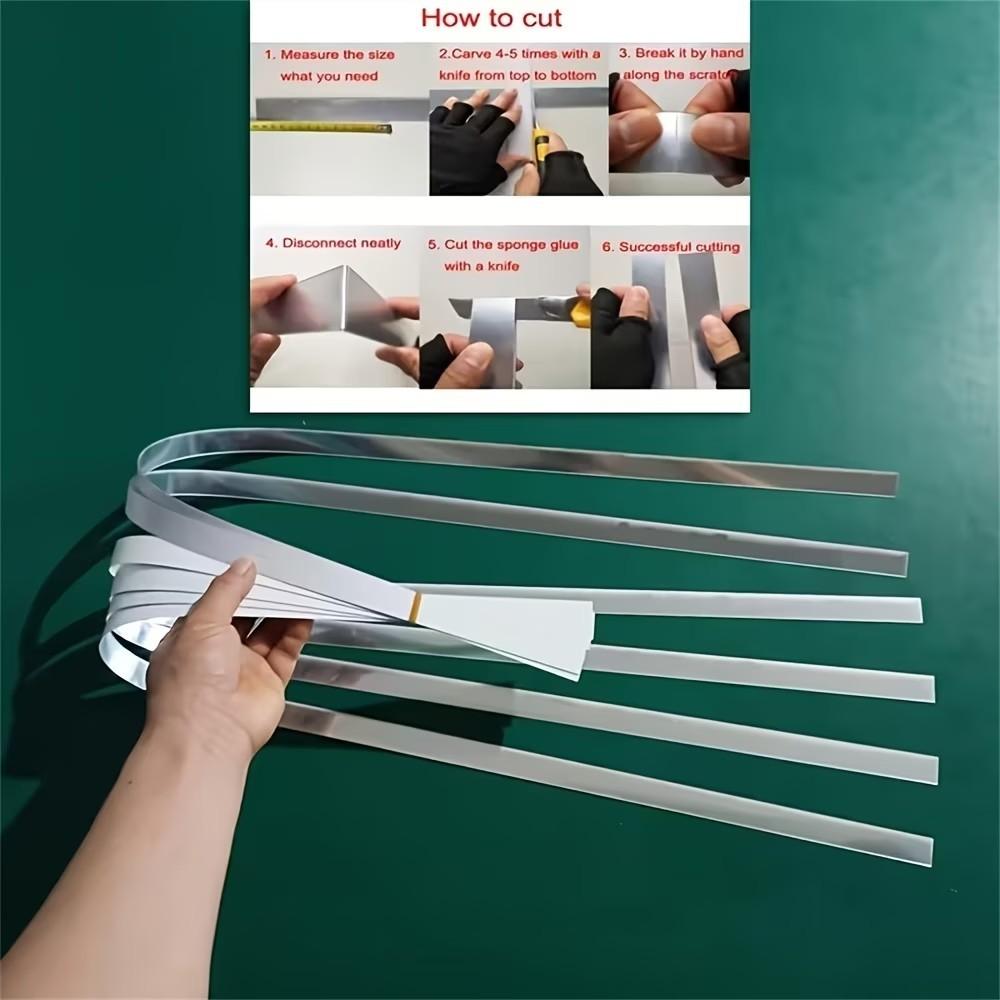 16 piece set, silver long acrylic mirror wall sticker, 5X50Cm self-adhesive waistline decorative strip, easy to install without drilling, suitable for fashionable decoration, living room, bedroom, ceiling frame, TV background wall filling sticker