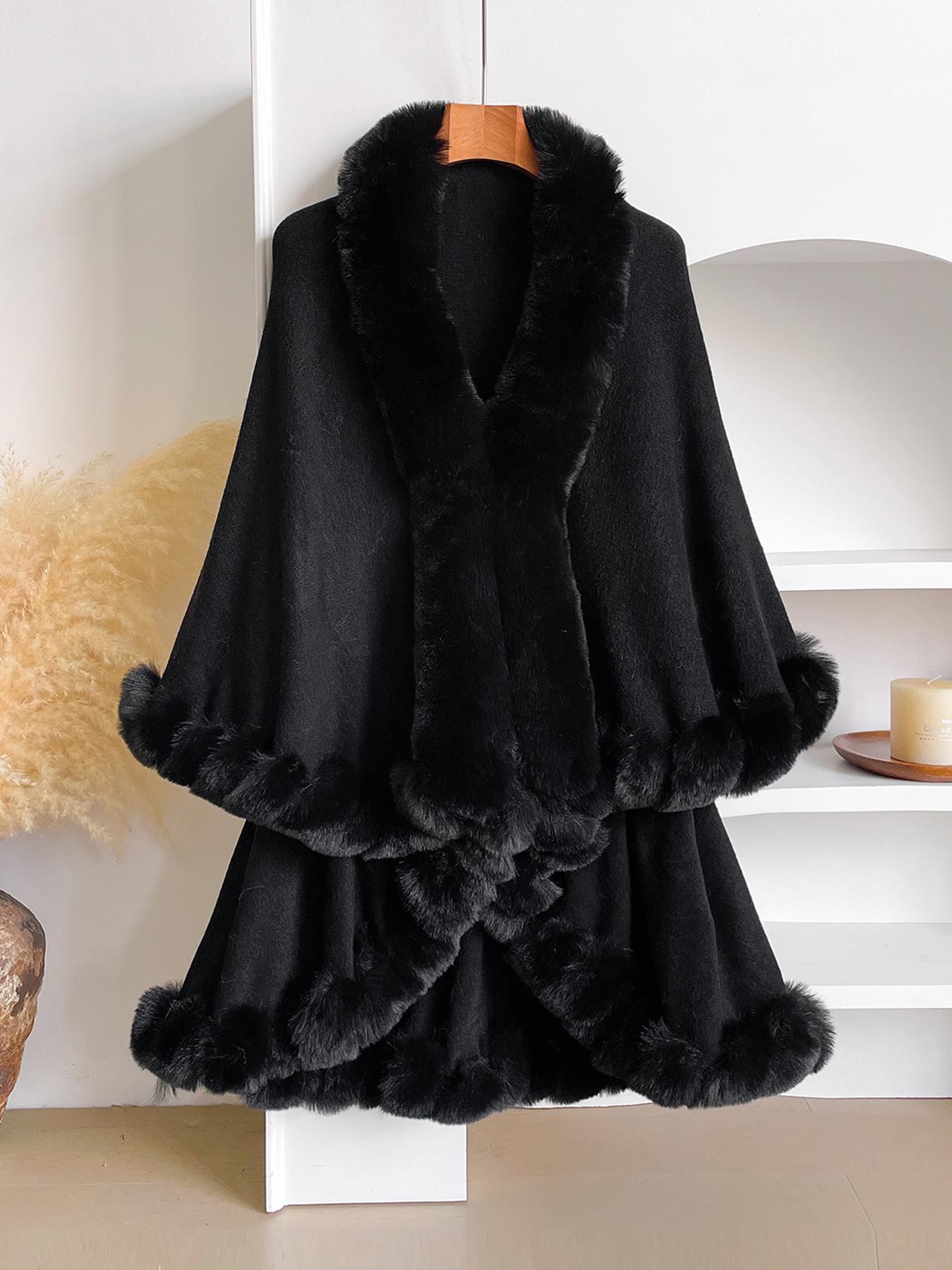 Women's Elegant Fashion Solid Color Thick Shawl, Fluffy Soft Scarf, Warm Fall & Winter Accessory, Fitted Style, Plain Pattern, Perfect for Cold Weather