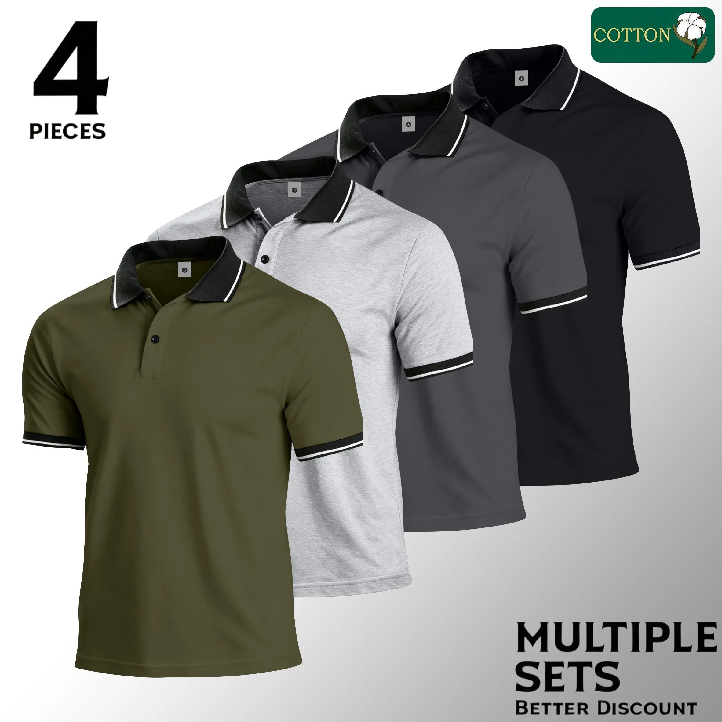 Men’s summer solid cotton short-sleeve polo shirt, classic retro style, lightweight and versatile sports-casual outdoor fashion golf apparel, trendy black short-sleeve design, an ideal gift for men.