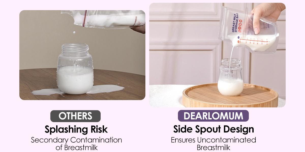 BPA-Free Breastmilk Storage Bags - 60 Pcs, 8 Ounce, Self-Standing with Pour Spout, Space-Saving Flat Profile, Ideal for Convenient Breastfeeding and Milk Storage, Refrigeration & Freezing
