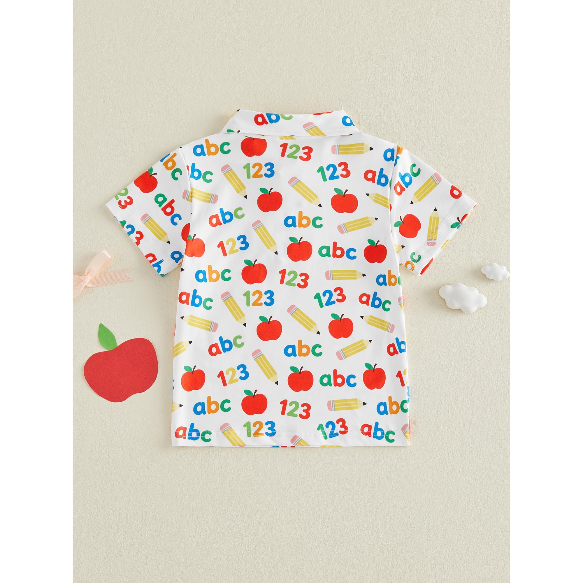Toddler Baby Little Boys Back To School Shirts Pencil Short Sleeve Half Button-up Tops for Summer Spring 3-7 Years Toddler Baby Little Boys Back To School Shirts Pencil Short Sleeve Half Button-up Tops for Summer Spring 3-7 Years