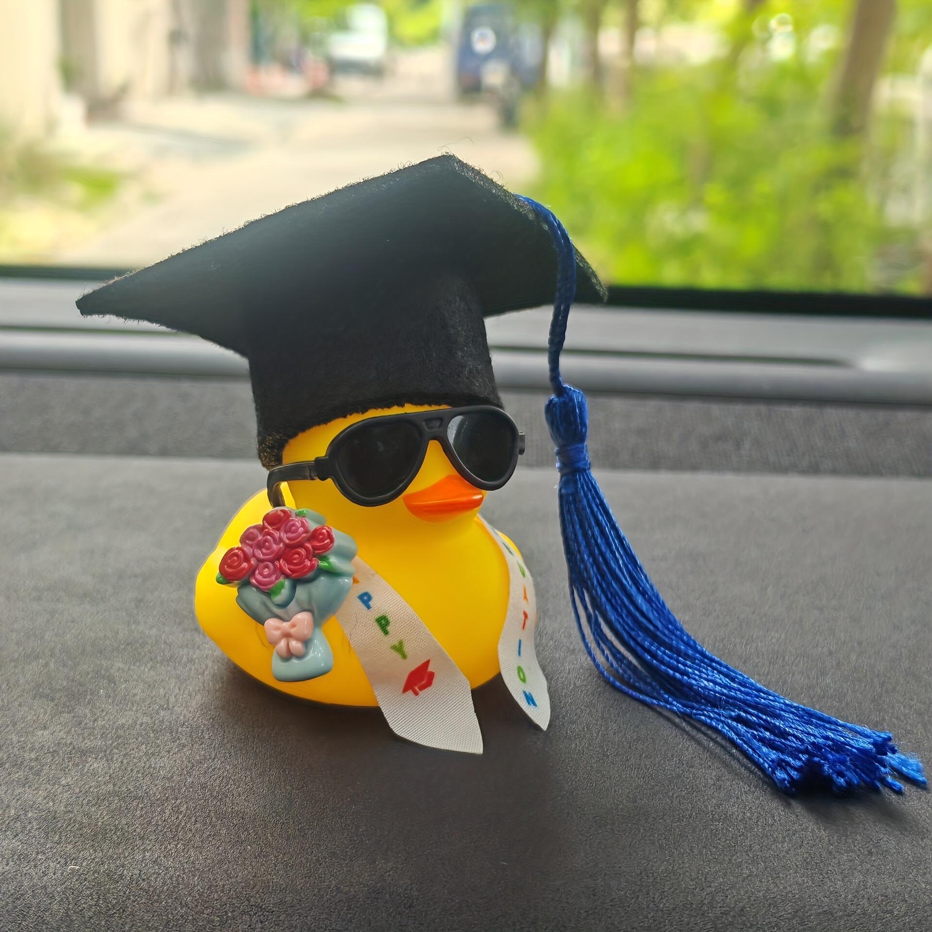 Graduation Duck with Diploma & Tassel - Cute Yellow Duck with Glasses Suitable for Car Dashboard Decor, Graduation Party Favors, Diploma Holder Gift for Graduation Decoration, Capable for Car and Events Decorations
