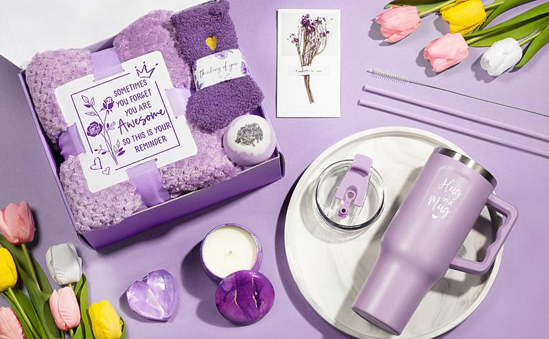 Mayicivo Valentine’s Day Gift Basket for Women – Cozy Flannel Blanket & Stainless Steel Insulated Tumbler, Thoughtful Gift for Mom, Wife & Friends