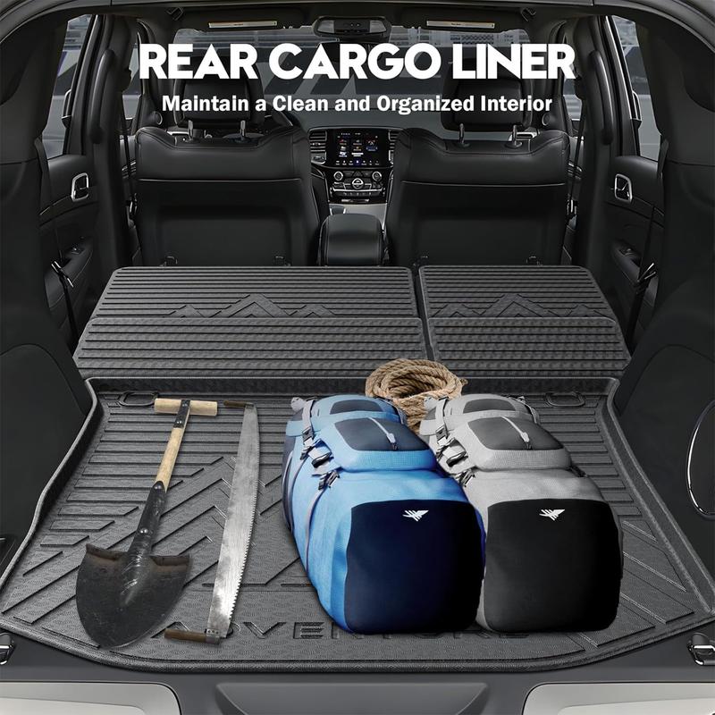 Canvcle All Weather TPE Floor Mats for 2015-2021 Jeep Grand Cherokee Laredo E 4x4 Five-Seater Gas Model Custom Fit Trunk & Back Seat Protector Durable Odorless Cargo Liner Non-Slip Texture Easy to Clean