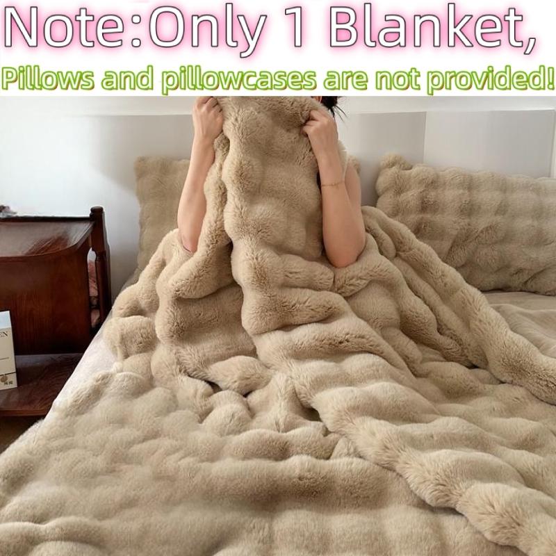 King Size Bubble Blanket, Striped Pattern, Thick Warm Material, Soft Cozy Blanket, Ideal for Home Sofa, Bedroom, Nap, Travel, Christmas Gift Backup