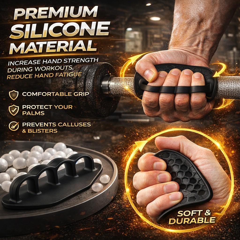 Anti‑Slip Silicone Grip Pads for Weightlifting & Gym • Palm Protection Hand Grips for Dumbbells, Kettlebells, Pull‑Ups & Barbell Training • Enhance Grip Strength • No Calluses • Sweat‑Proof Fitness Accessory