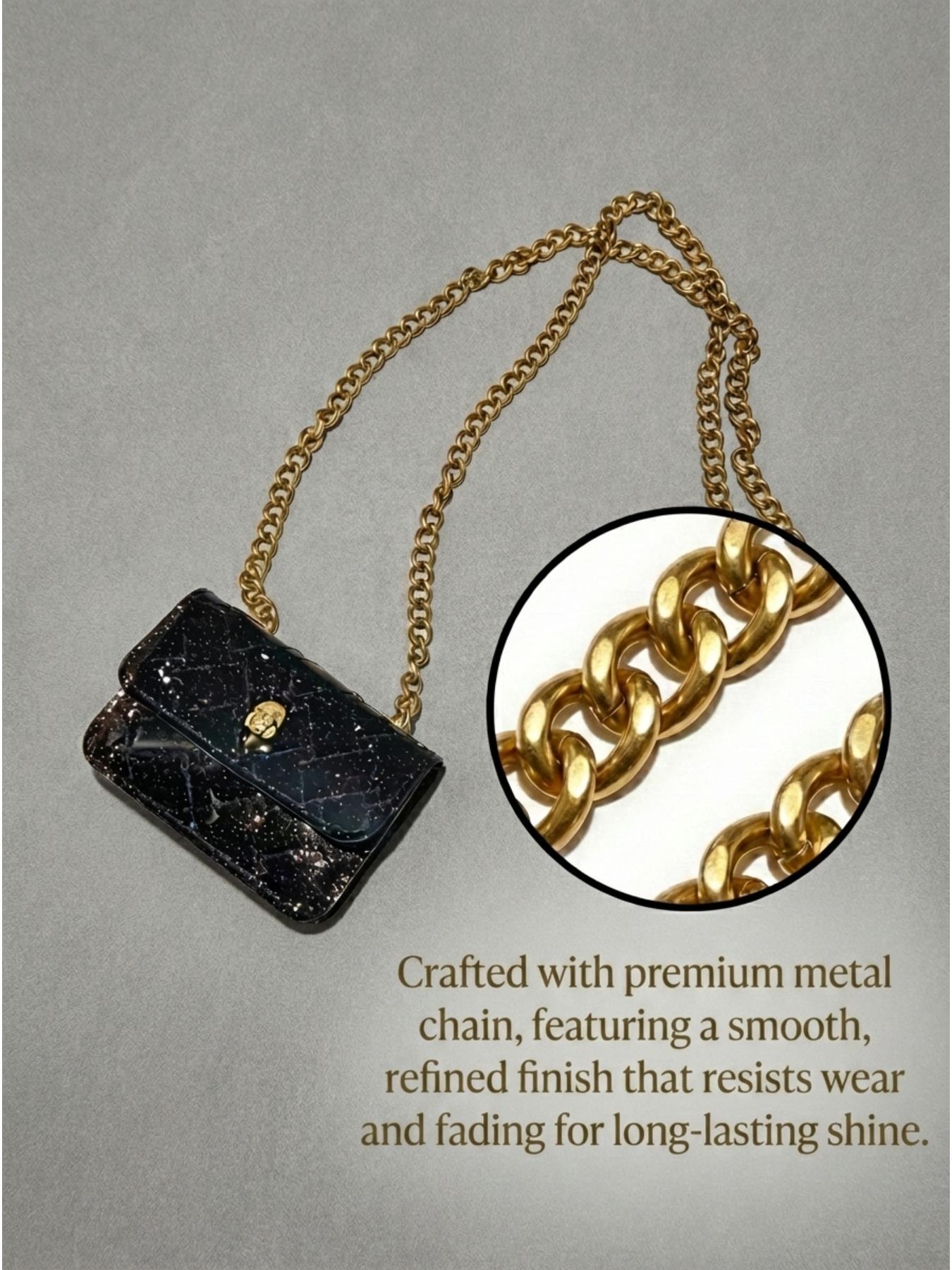 Trendy ins-style sparkling transparent small square bag with gold chain crossbody for women