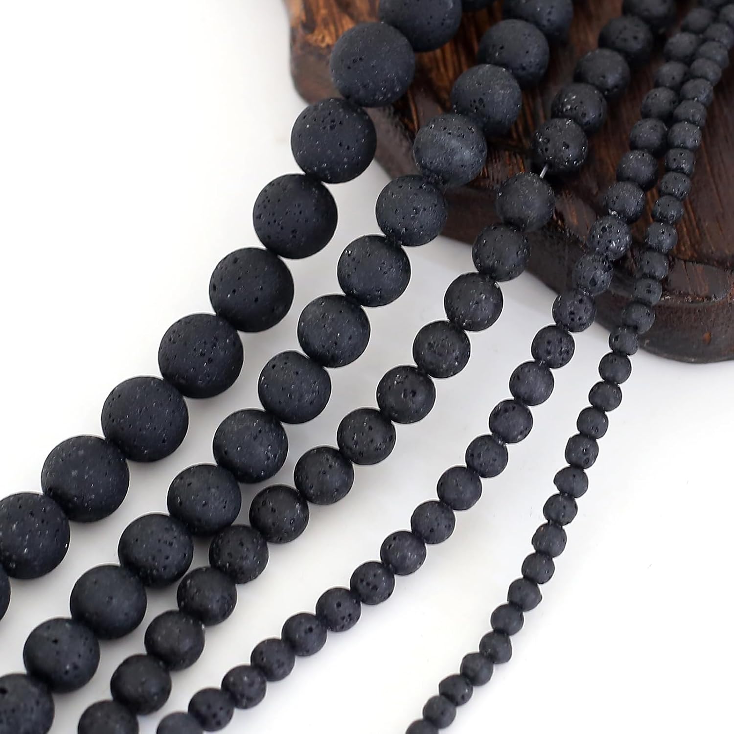 274 count Lava Beads  Black Lava Stone Beads Round Stone Bead Oil Diffuser Bead   Bead for Bracelets Necklace  Making(Mix)