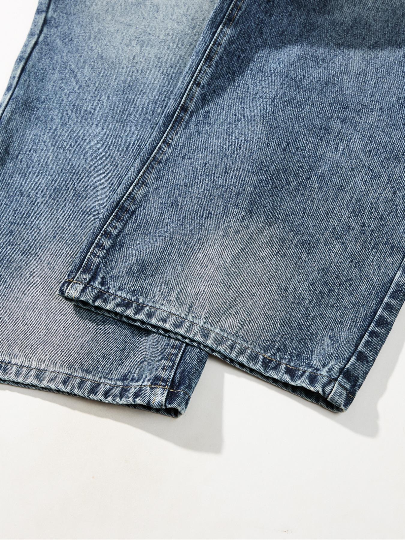 Men's Vintage Washed Wide Leg Denim Jeans, Casual Loose-Fitting Straight Leg Jeans, Y2K Street Style, All Seasons, Perfect Gift for Boyfriend