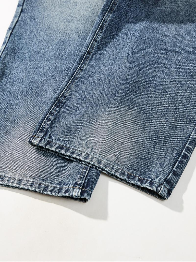 Men's Vintage Washed Wide Leg Denim Jeans, Loose-Fitting Straight Leg Jeans, Y2K Street Style, All Seasons, Perfect Gift for Boyfriend