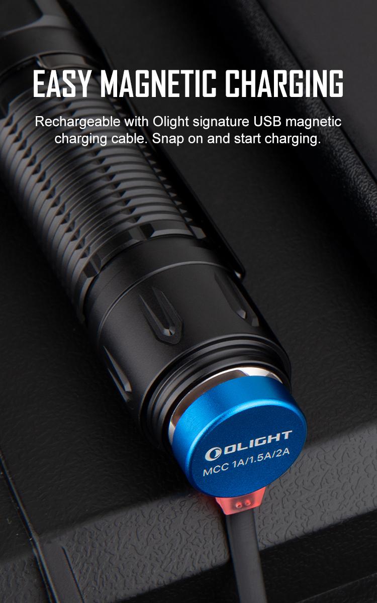 OLIGHT Warrior 3S 2300 Lumens Rechargeable Flashlight, Compact Dual-Switches LED Bright Light with Proximity Sensor, Powered for Emergency, EDC and Searching
