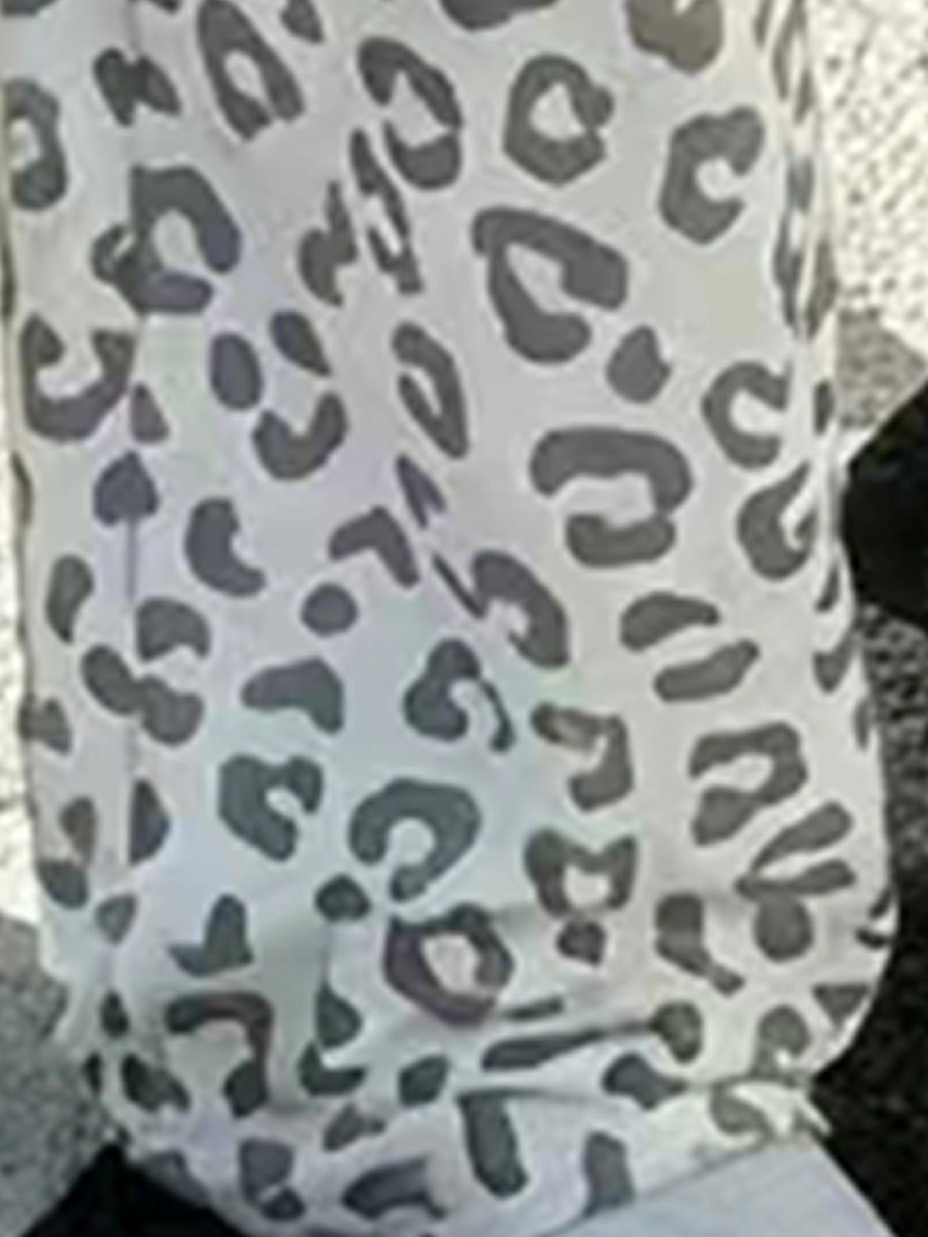 Leopard Print Short Sleeve T-Shirt and Drawstring Adjustable Wide Leg Pants Set, Casual Loose Fit Home, Multicolor, Women's Fashion