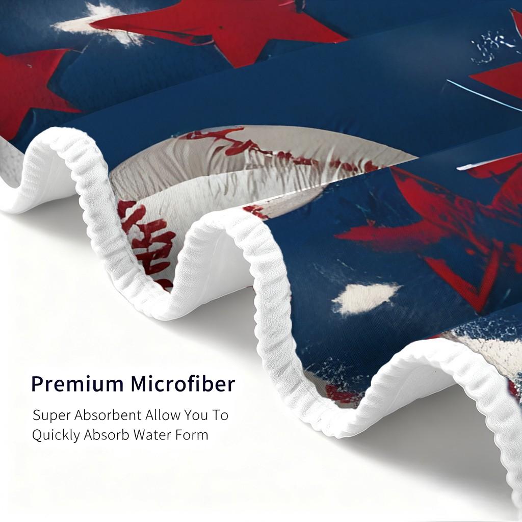 Baseball Pattern Beach Towel, Digital Print Microfiber Super Absorbent Quick Drying Towel, Reusable for Beach, Travel, Swimming