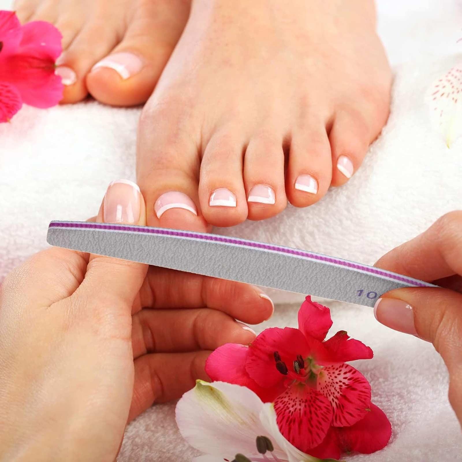 80/100 Grit Nail File (Pack of 10), Sandboard Suitable for Acrylic and Gel Nails, Double-sided Nail File, Professional Nail File, Reusable