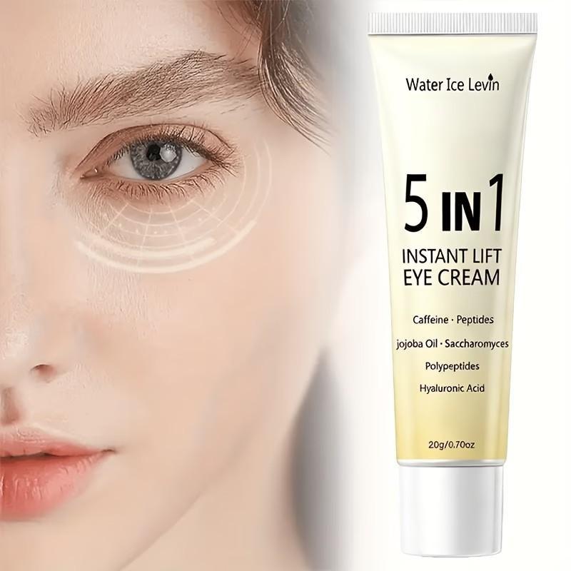 5-in-1 Instant Lifting Eye Cream, contains caffeine, jojoba oil, hyaluronic acid, polyphenols, peptides - firms eye bags, deeply hydrates the eye area, suitable for all skin types, light beige, unisex, skincare essential, for skincare enthusiasts,