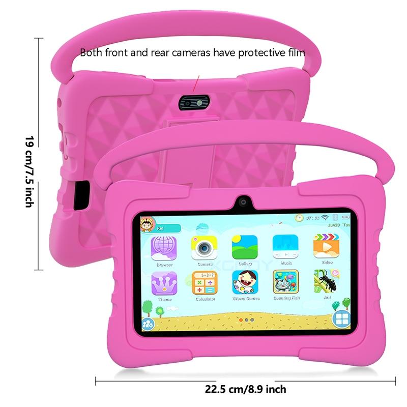 7-Inch Android Learning Entertainment Tablet with Education Software, USB Charging, Quad-Core Processor, 4GB RAM, HD IPS Display, Parental Lock, Dual Cameras