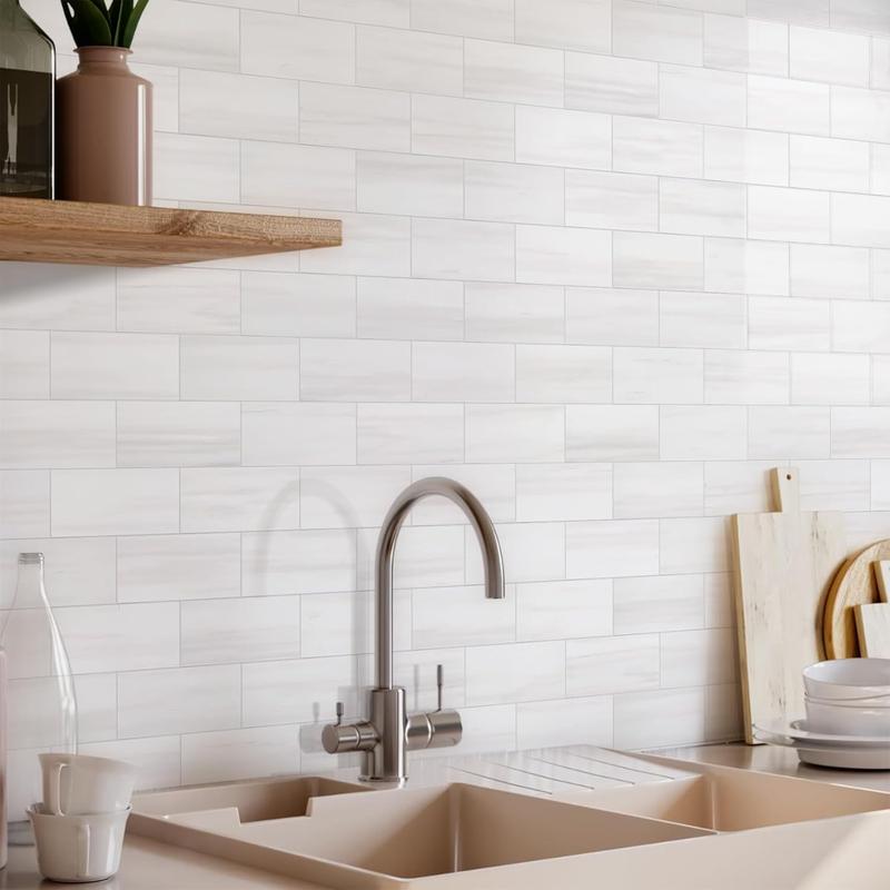 Vamos Tile 100-Piece Glossy Wooden Marble Grain Peel and Stick Backsplash Tile,3''x6'' PVC Subway Tile with White Grout, Stick on Backsplash for Kitchen/Bathroom/Fireplace Vamos Tile 100-Piece Glossy Wooden Marble Grain Peel and Stick Backsplash Tile,3''x6'' PVC Subway Tile with White Grout, Stick on Backsplash for Kitchen/Bathroom/Fireplace