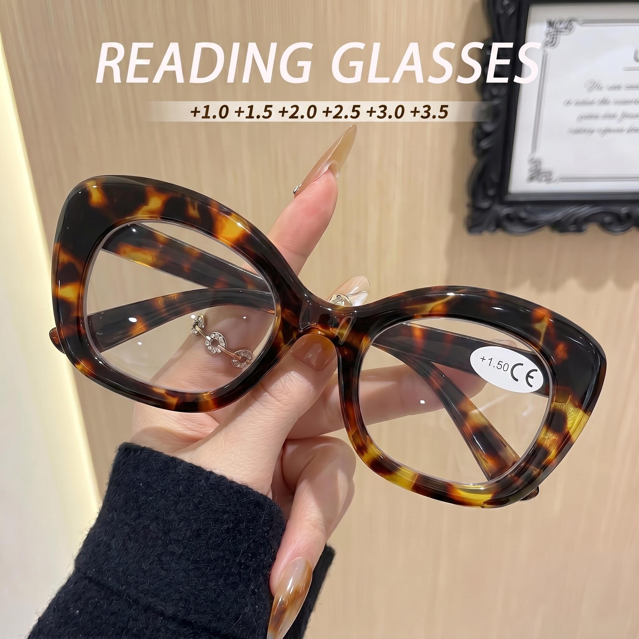 Gigula New Large Frame Reading Glasses for Seniors, Adjustable Prescription, Vintage Tortoise Shell Oval Frame, Includes Velvet Case and Storage Box